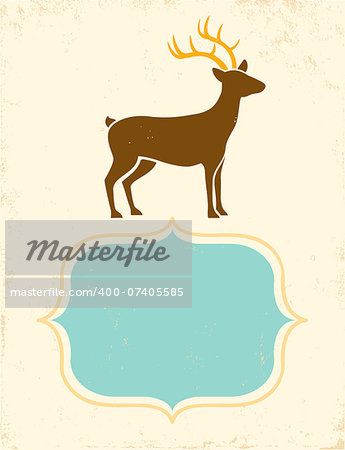 Retro poster with silhouette deer