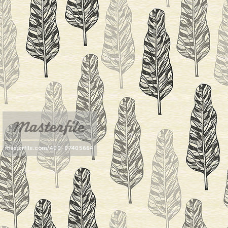 Vector Seamless Pattern with doodle hand drawn trees, seamless pattern in swatch menu