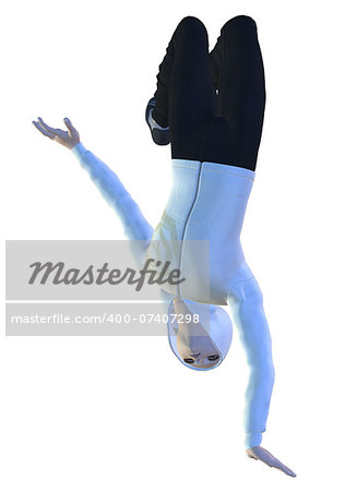 Digital render of a young man in a jump on white background..