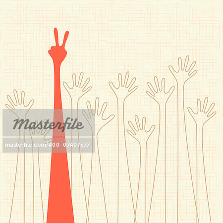 warm colorful up hand, vector illustration with texture