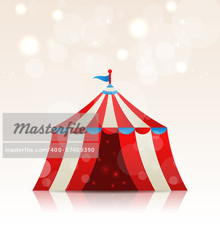 Illustration open circus stripe entertainment tent - vector
