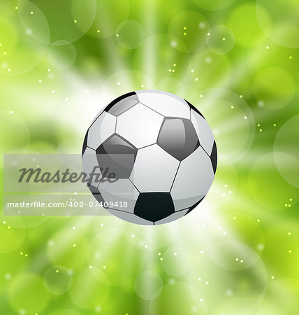 Illustration football light background with ball - vector