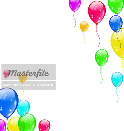 Illustration set colourful flying balloons for your party - vector