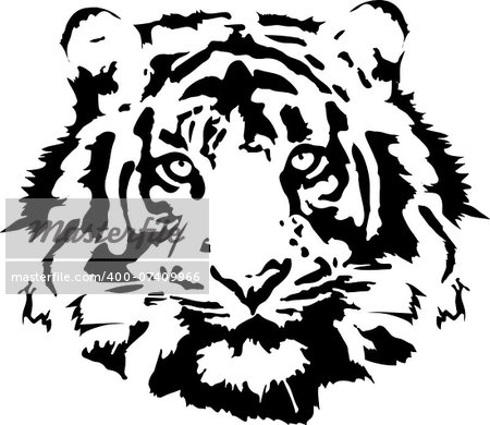 black tiger head in vrctorial format