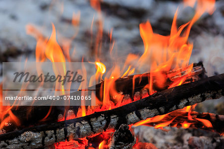hot flame of camp fire