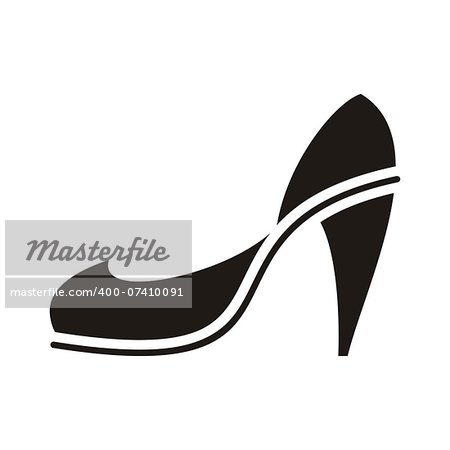 Black high heel woman shoe on white background
