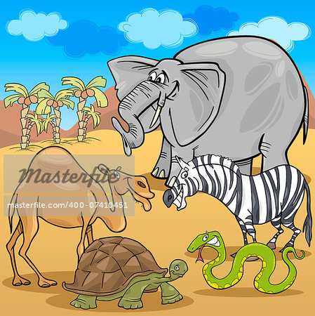 Cartoon Illustration of Funny Safari Wild African Animals Group