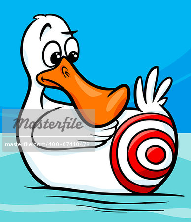 Cartoon Humor Concept Illustration of Sitting Duck Saying or Proverb