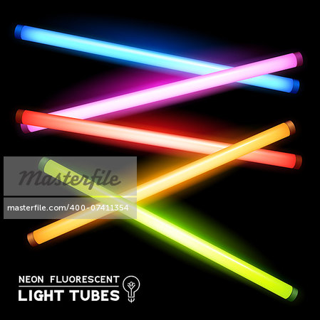 Neon Fluorescent Light Tubes - Vector light strips