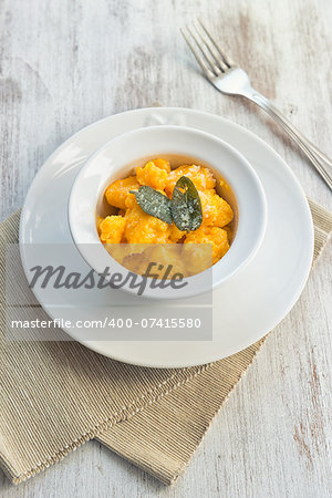 homemade gnocchi with pumpkin and butter