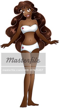 Vector illustration of an african woman in white underwear.