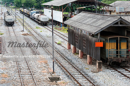 Railway yard of the station in the northern of Thailand.
