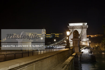 Chain Bridge in Budapest at night Chain Bridge in Budapest at night
