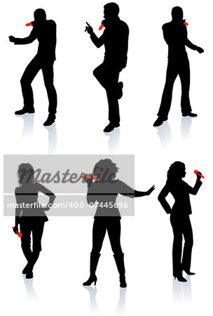 Singers Silhouette Collection Original Vector Illustration People Silhouette Sets