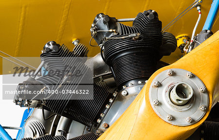 Old airplane engine cylinders and propeller