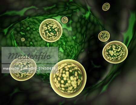 Colony of pathogen viruses - 3d render