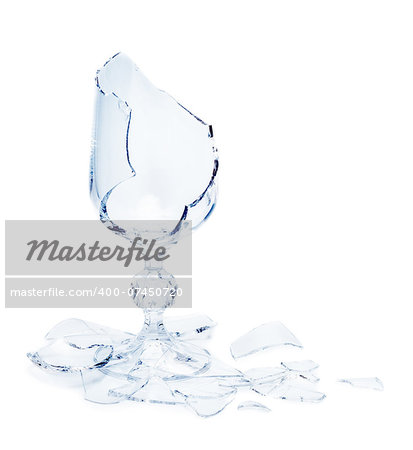 Broken glass isolated on white background. Conceptual photo.