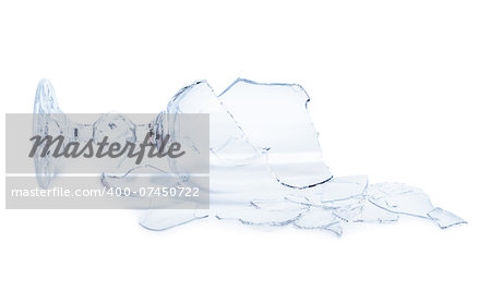 Broken glass isolated on white background. Conceptual photo.