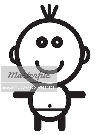 Cute simple baby for logo with black and white colors
