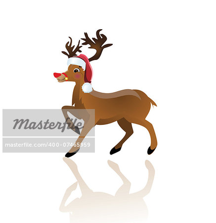 Cartoon reindeer on white background - vector illustration.