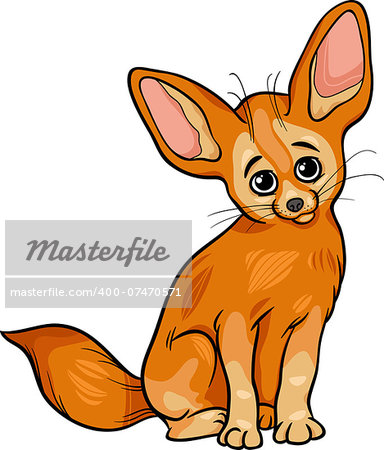 Cartoon Illustration of Cute Fennec Fox Animal