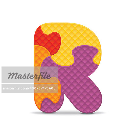 Letter R written with alphabet puzzle - vector illustration
