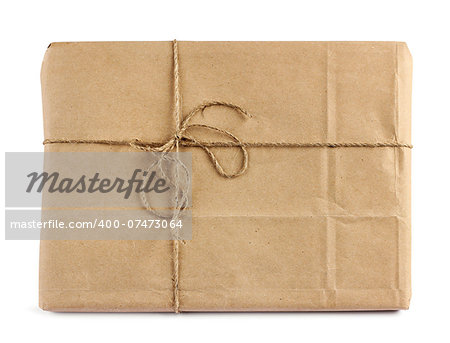 Brown mail package parcel wrap delivery with tag