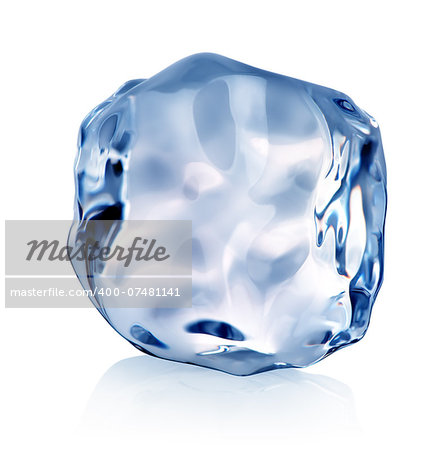 Cube of ice isolated on a white background