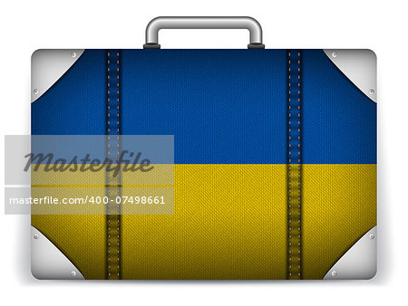Vector - Ukraine Travel Luggage with Flag for Vacation