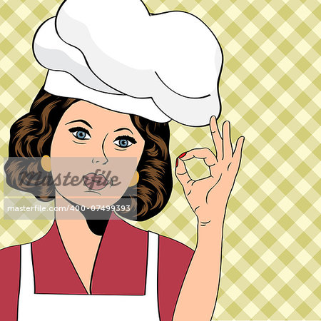 pop art woman cook, illustration in vector format