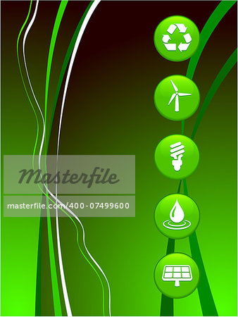 Nature Icons on Abstract Internet Background Original Vector Illustration Green Nature Concept