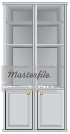Everyday cabinet with shelves for storage. Vector illustration.