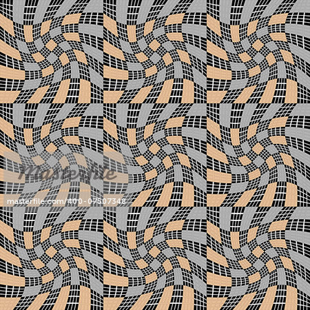 Design seamless monochrome movement illusion geometric pattern. Abstract distortion textured background. Vector art