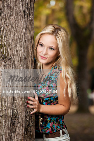 Outdoor portrait of a beautiful young girl