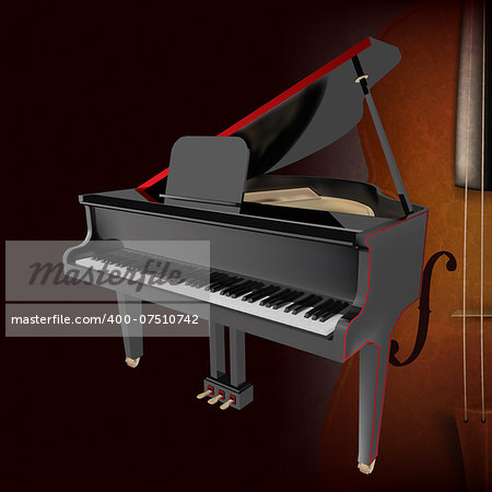 abstract music grunge dark background with piano and violin