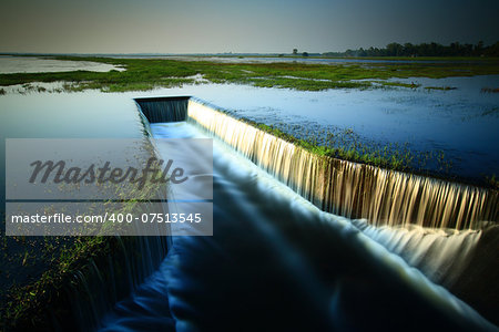 Water flowing from the dam,  Water Gates for Irrigation