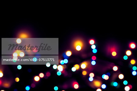 close-up of defocused abstract colorful christmas lights