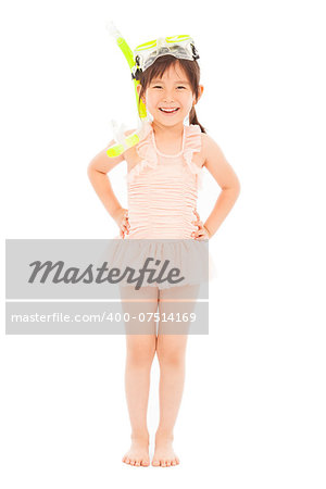 happy little girl wearing swimsuit