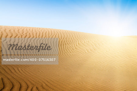 Sand dunes on the beach in Maspalomas. Sunny.