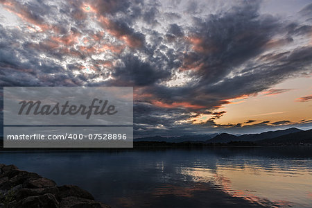 Sunset and clouds over the Varese lake, Lombardy - Italy