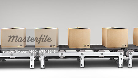 conveyor belt with cartons  for use in presentations, manuals, design, etc.