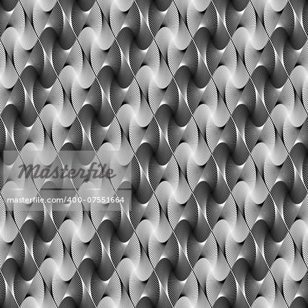 Design seamless monochrome decorative diamond geometric pattern. Abstract diagonal twisted lines textured background. Vector art