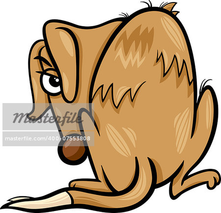 Cartoon Illustration of Poor Homeless Dog