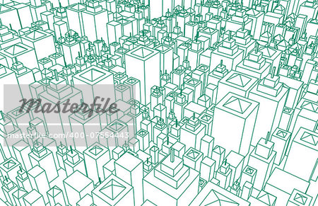 Modern Architecture Mesh City Wireframe Lines Basic
