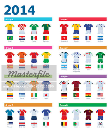 Set of the soccer national teams uniforms