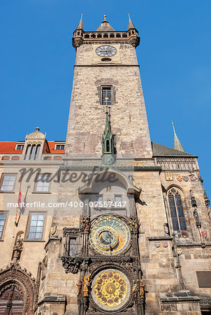 Astronomical Clock (Orloj) in the Old Town of Prague. Installed in 1410, it's the only one still working in the world. Czech Republic.