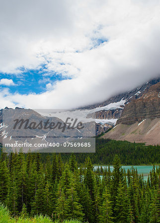 storm clouds over Crowfoot Glacier in Banff National Park