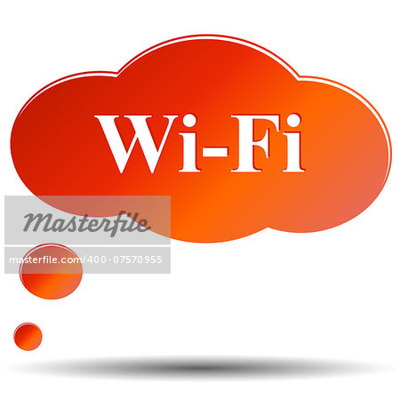 Wi Fi orange button isolated on white background
