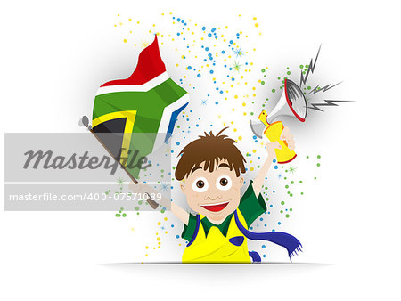 Vector - South Africa Soccer Fan Flag Cartoon