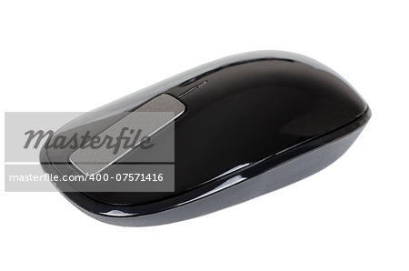Black touch wireless modern computer mouse isolated on white background